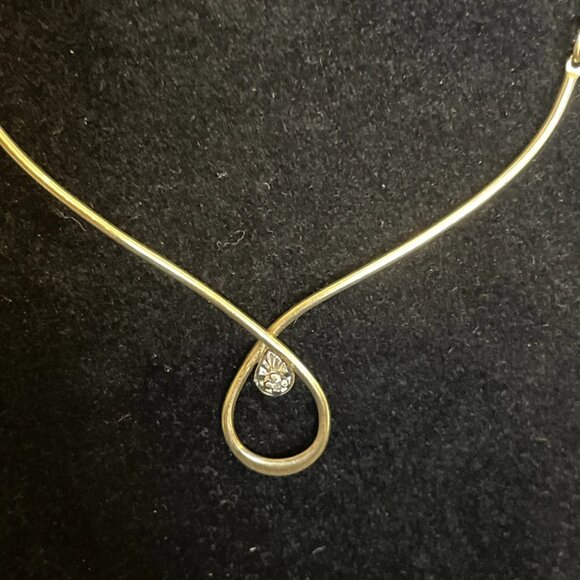 Vtg Avon 1977 Diamond Loop NECKLACE 1 20 14K G.F. w Tiny Diamond - Picture 6 of 7